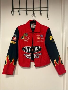 DuPont Racing Jacket with Red and Black Flame Design